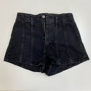 Reformation Eva Seamed High Rise Cheeky Jean Shorts, Size 26, Havana